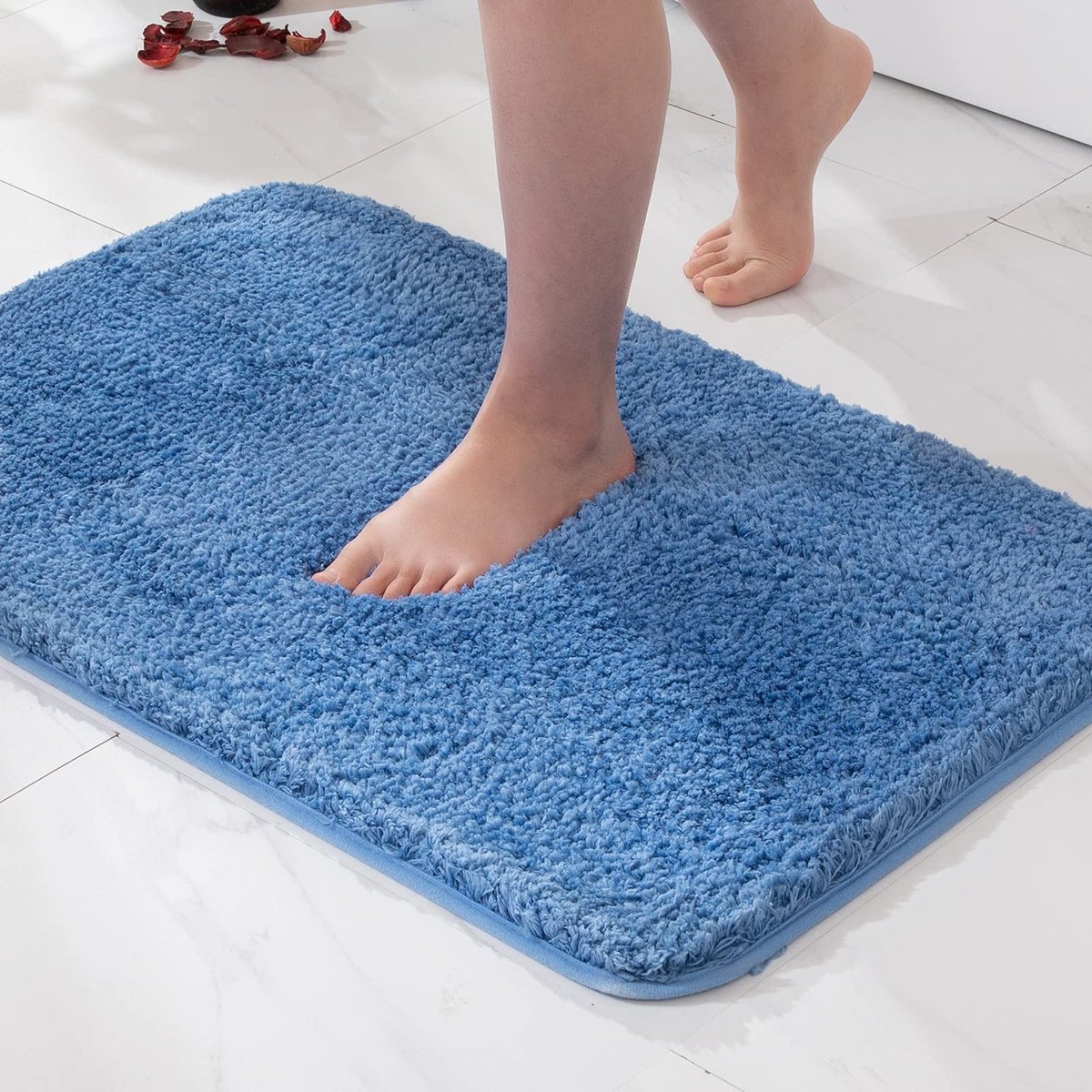 aladdien - Badmat - Antislip - Super absorberend - Blauw - Badkamermat - Voetmat - Geschikt voor badkamer en slaapkamer - 50 x 80 cm