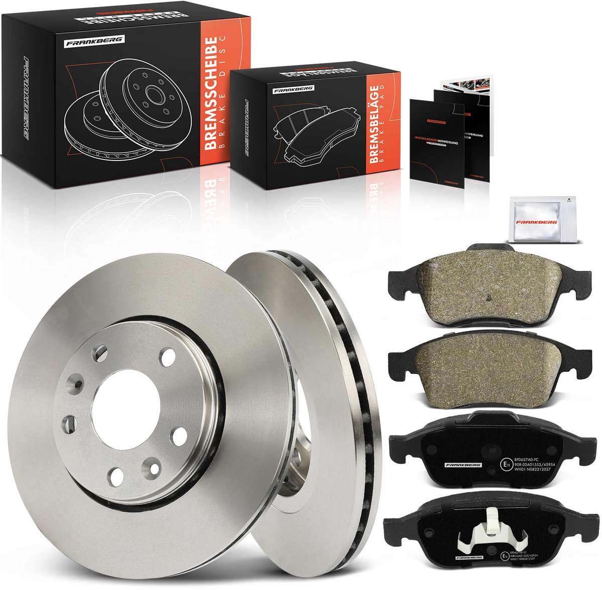 Frankberg 2x remschijven 4x remblokken vooras voor Dacia Duster Nissan