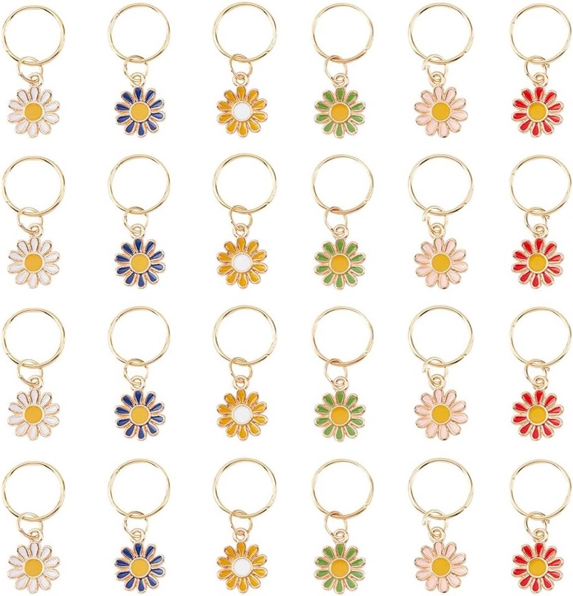 36 Stuks Kleurige Mesh Markers, Alloy Bloem Pendants en Haaknaald Marker Charms voor Breien, Weven en Quilten