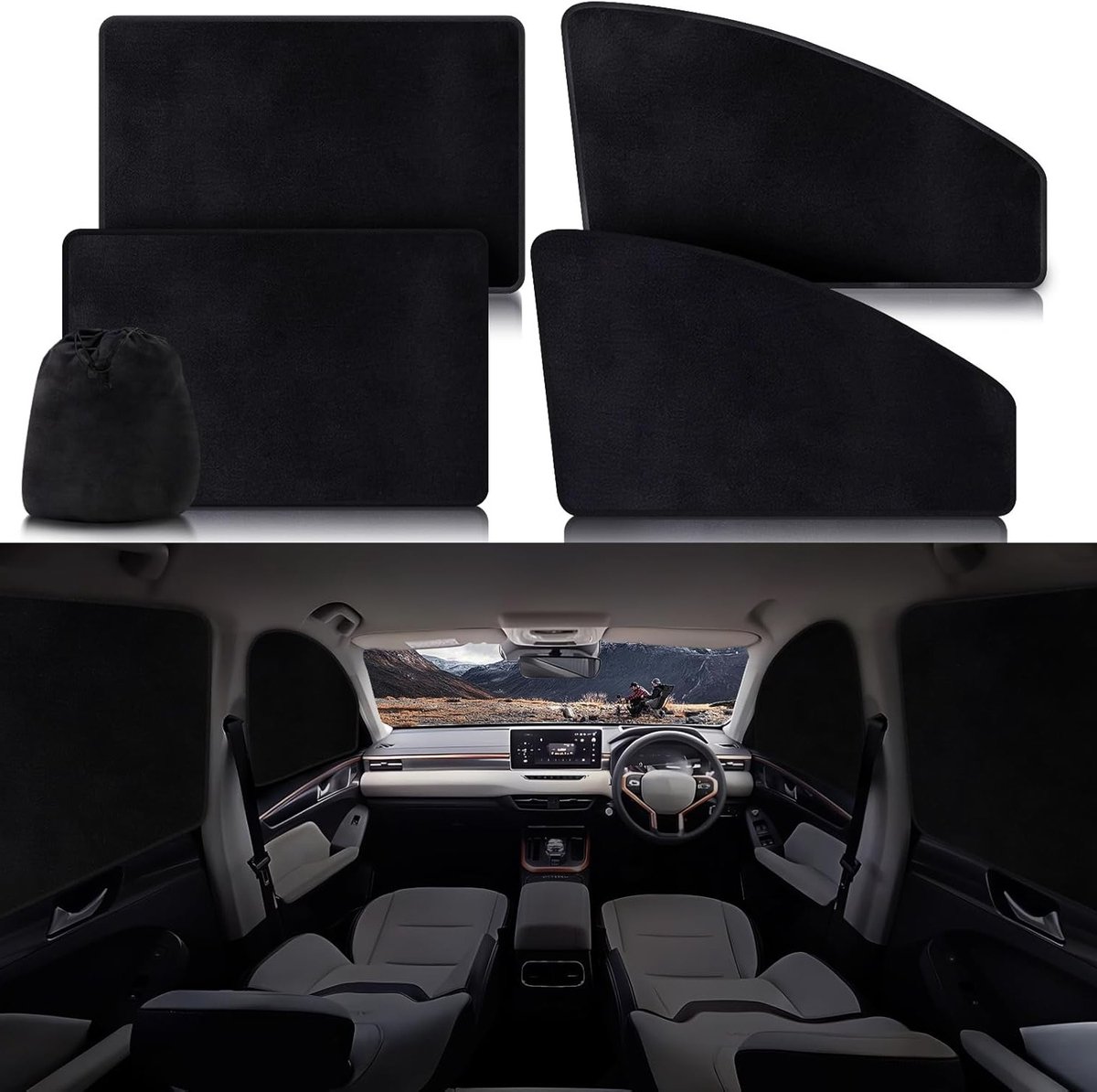 Magnetische Auto Gordijnen voor UV-bescherming, Privacy en Bescherming van Kinderen en Huisdieren, Set van 4 Stuks
