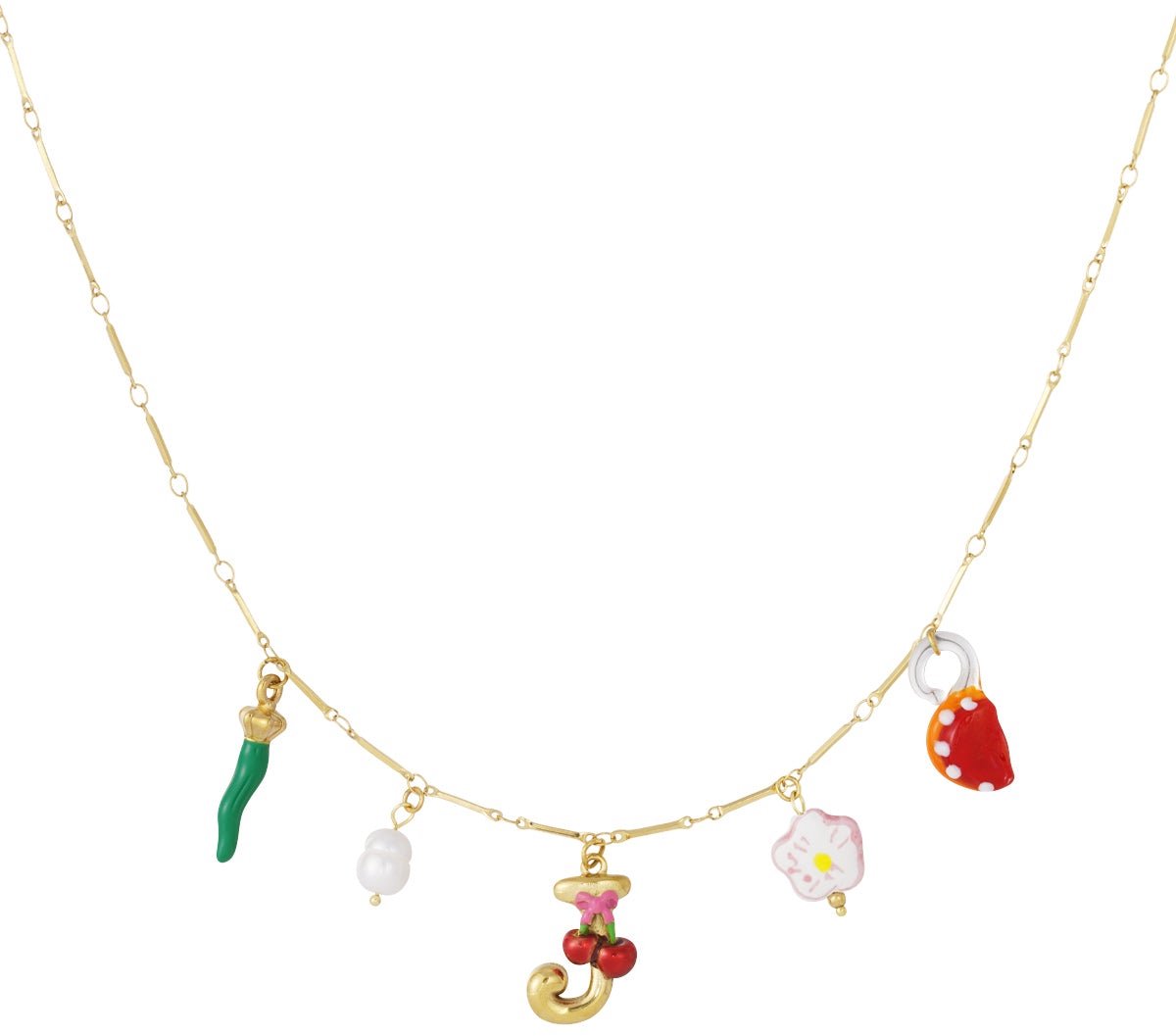 Happy Initials ketting met bedels