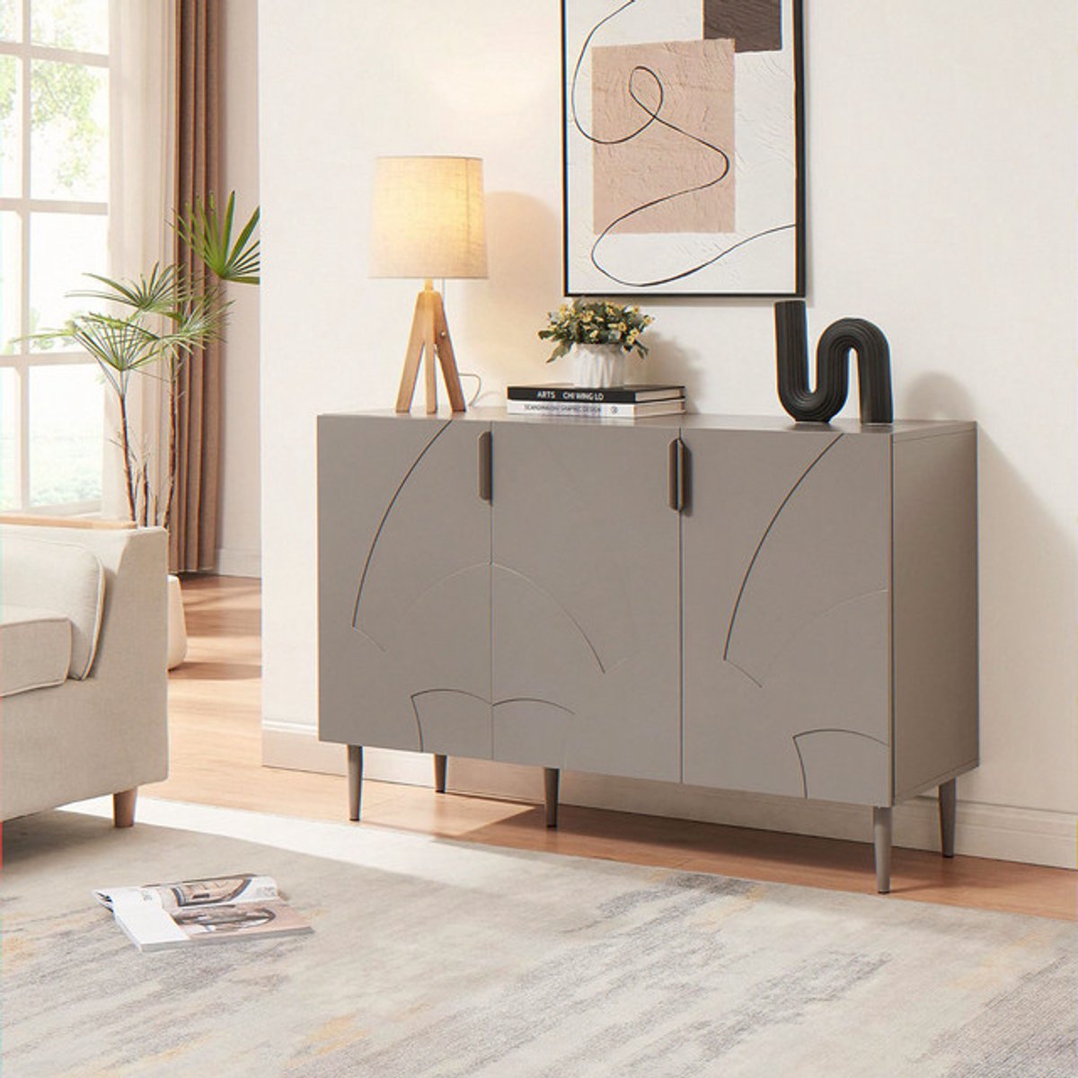 Sierra Commode Starvili dressoir met 3 deuren legplanken decoratieve fronten 75x115x38 cm