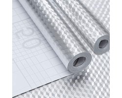 Set van 2 Zelfklevende Aluminiumfolie Stickers voor Keuken, 40 x 200 cm, Hitte- en Oliebestendig, Ideaal voor Tegels en Meubelrenovatie