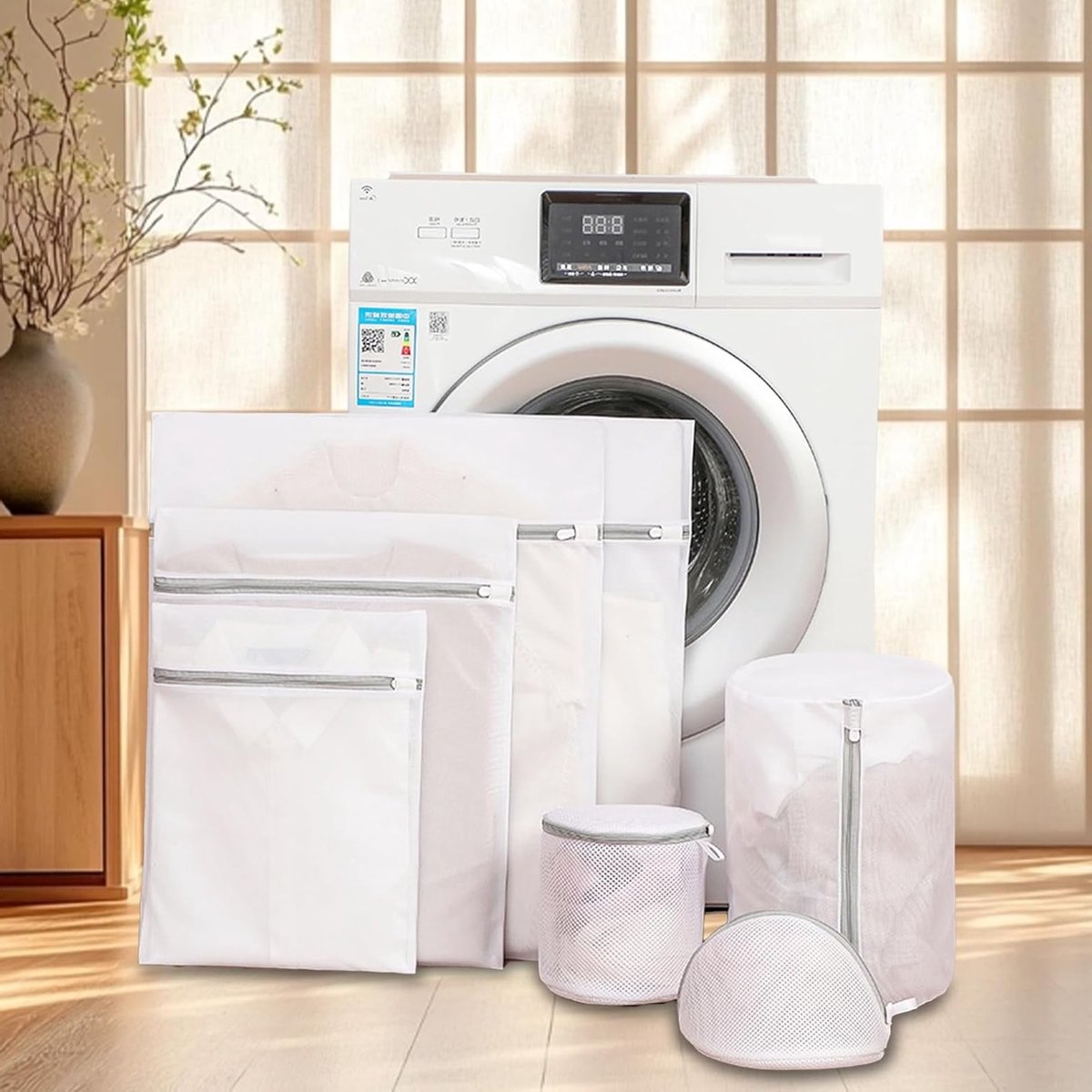 Set van 7 Duurzame Wasnetten voor de Wasmachine, Herbruikbare Reiszak, Bescherming voor Delicaat Ondergoed, Lingerie en Sokken met Rits en Fijn Gaas
