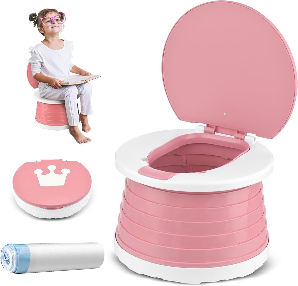 Vouwbare Baby Toiletbril voor Potty Training vanaf 1 Jaar - Reisvriendelijke en Draagbare Zitting voor Jongens en Meisjes, Ideaal voor Zindelijkheidstraining en Diaper Vrije Auto's