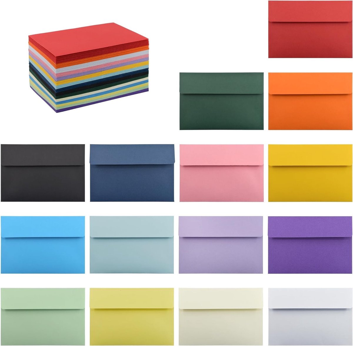 Set van 150 Kleurrijke Enveloppen voor Uitnodigingen, A4 Formaat, Geschikt voor 4 x 6 Wenskaarten en Bruiloft Uitnodigingen in 15 Assortiment Kleuren