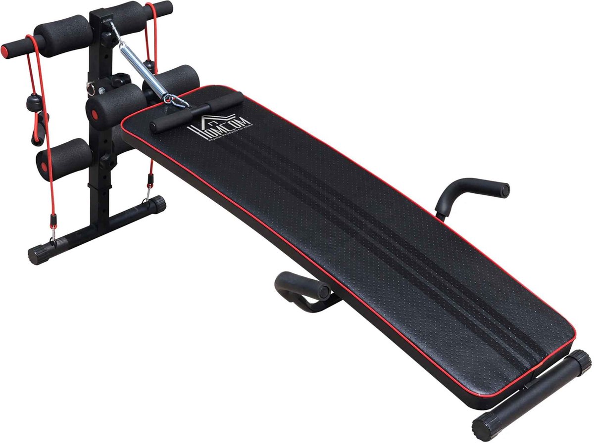 CORE Fitness Buikbank - Core training - Fitnessbank - Verstelbaar & Multifunctioneel - 137x55x50-68cm - Zwart/Rood
