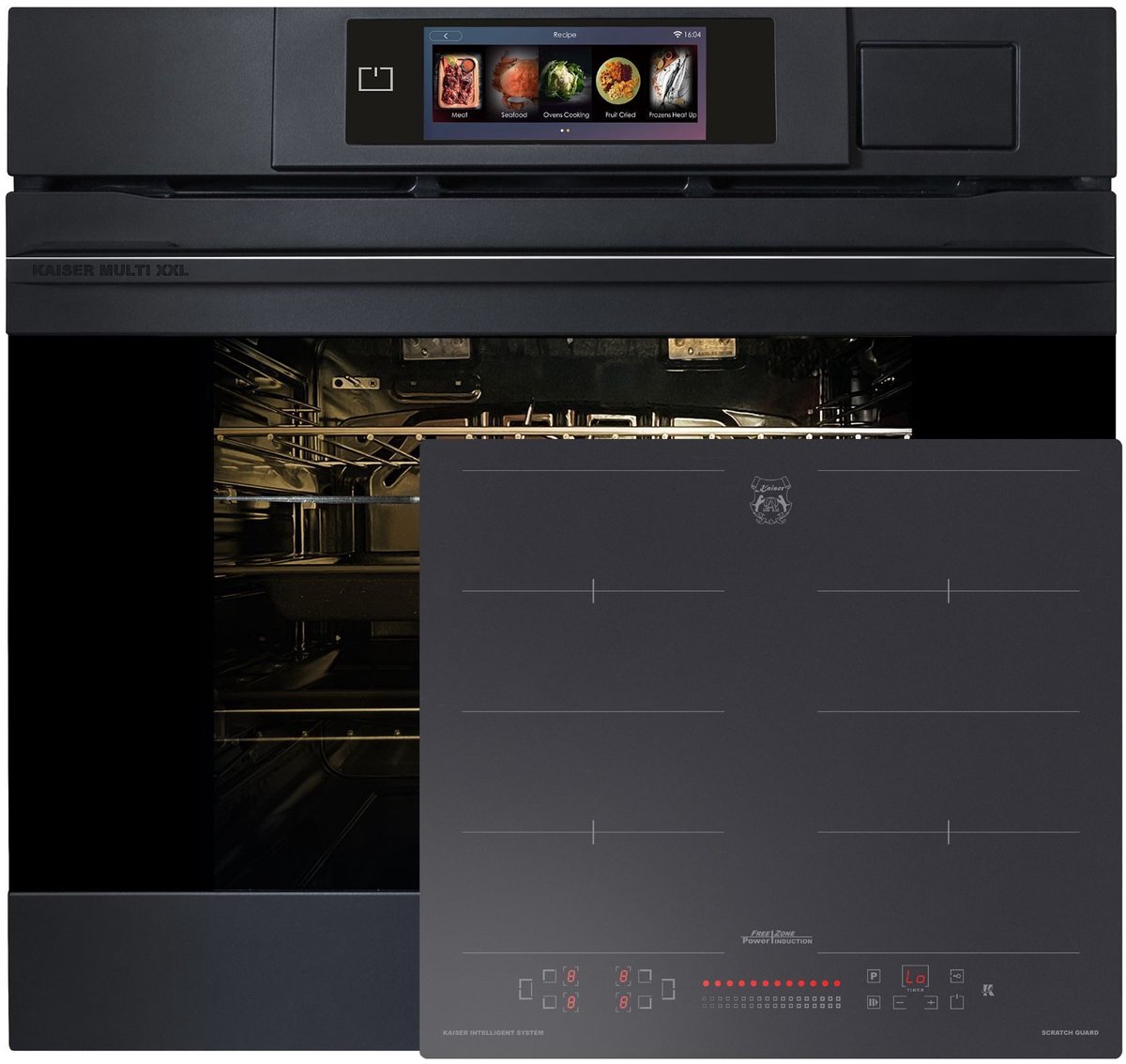 Inbouwoven - KAISER - EH 6341 - XXL Multi 37, multifunctionele - elektrische - stoomoven met stoomreiniging - 60 cm +Anti-Scratch / mat KCT 6110 FI inductiekookplaat met 5 QuickHeat inductiezones
