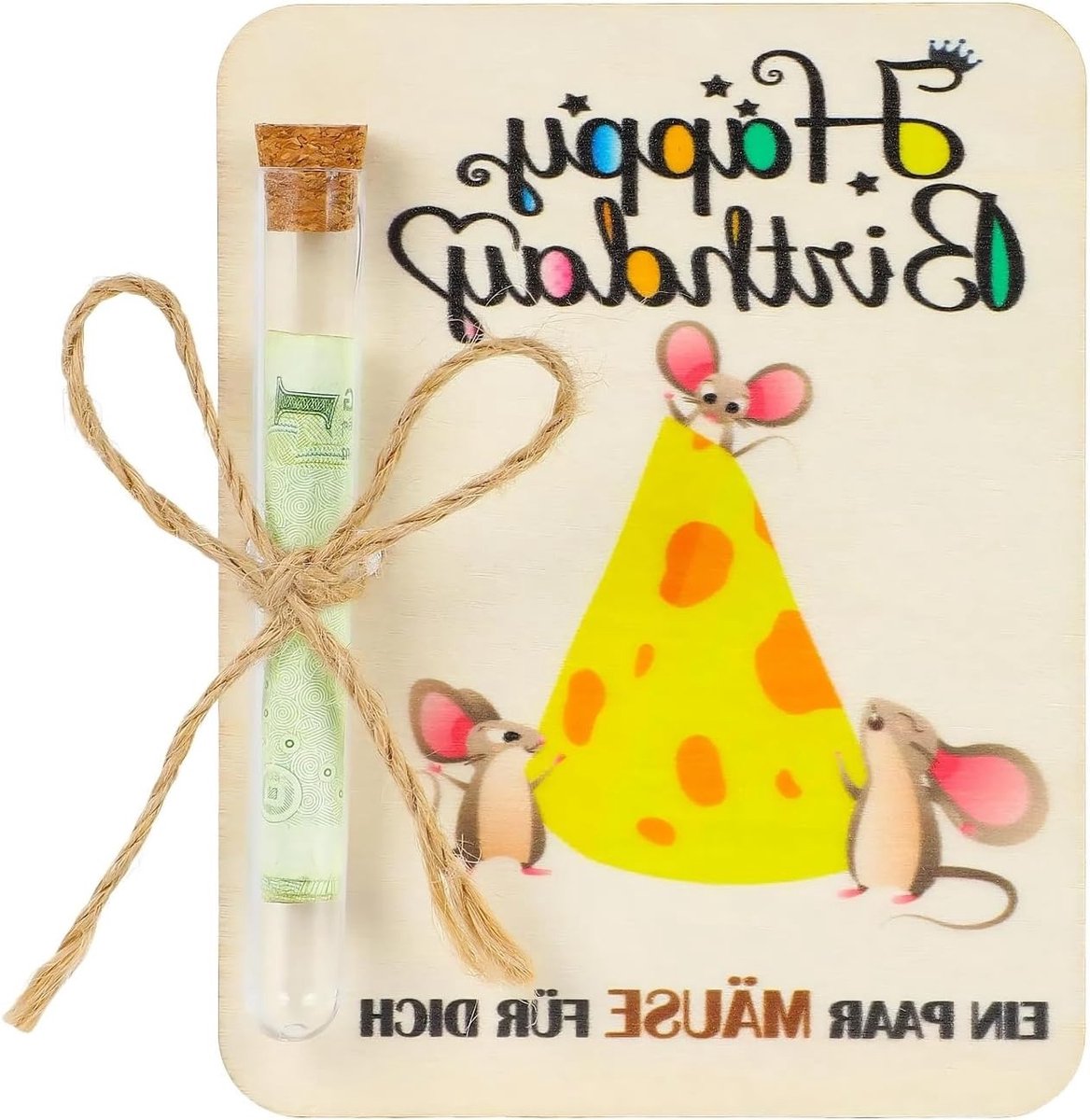 Houten Verjaardagskaarten met Proefbuis en Envelop, Perfect Cadeau voor Verjaardagen van Kinderen