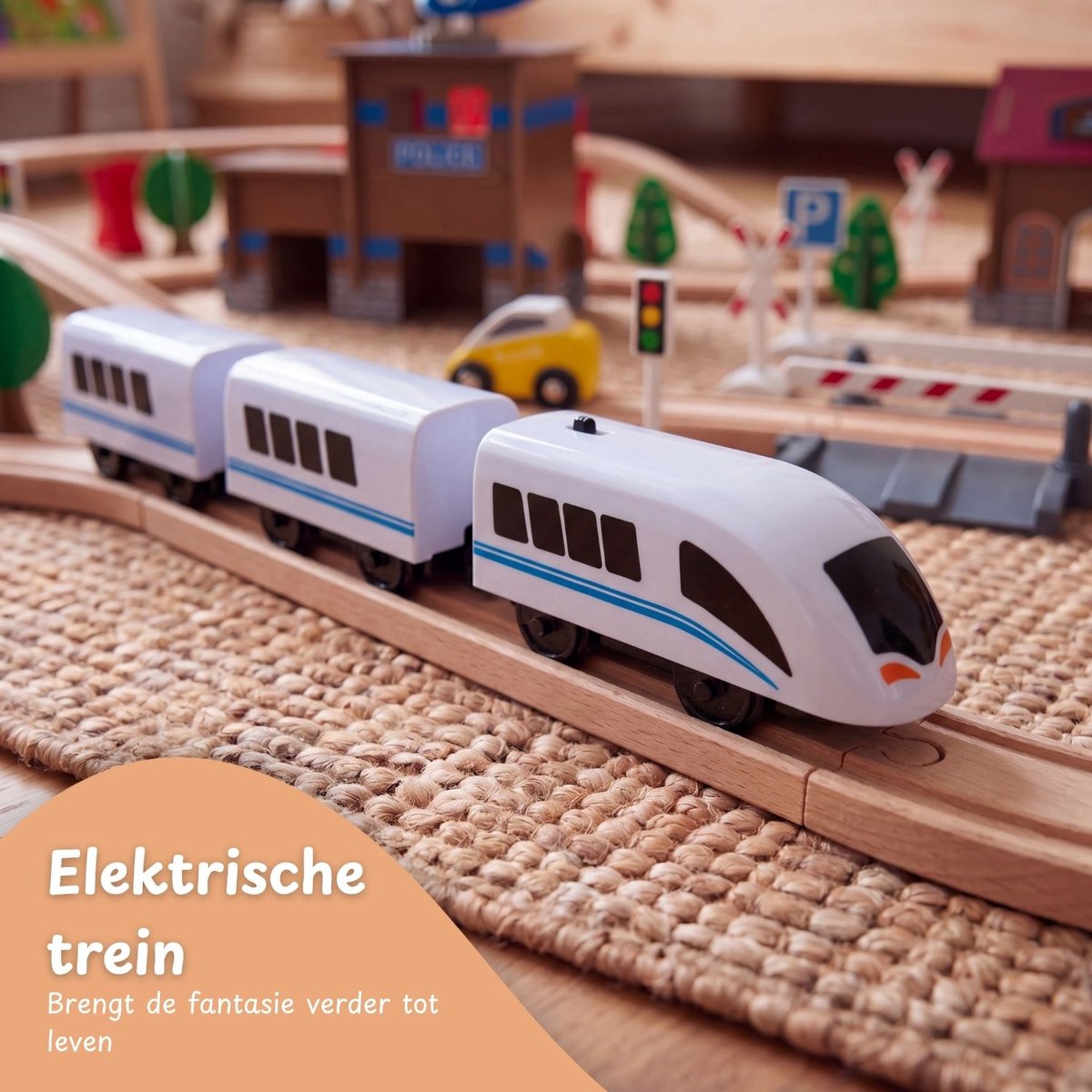 Maxx Kidz Houten Treinset 88 delig - Treinbaan voor Kinderen vanaf 3 Jaar - Compleet met 2 Treinen en Accessoires - Houten Treinbaan Speelgoed voor Jongens en Meisjes - 450cm Lange Baan — afbeelding 5