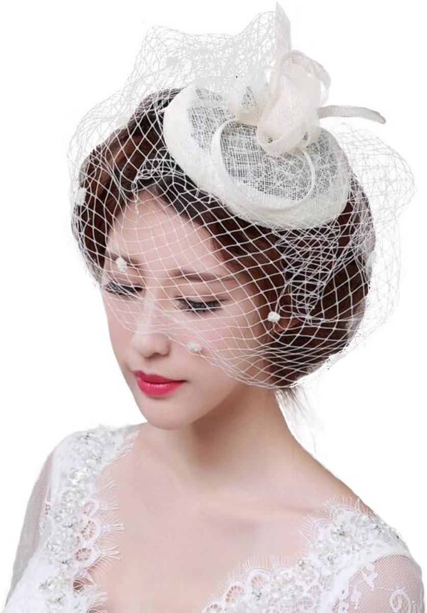 Elegante fascinator met sluier voor bruiloften, cocktailfeesten en theepartijen - Haaraccessoire voor dames en meisjes