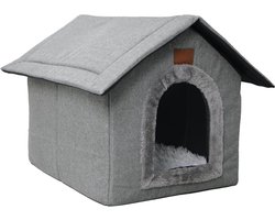 HEZIVO® Hondenhuisje voor Binnen - Kattenhuis - Huisje Katten en Kleine Honden - Opvouwbaar - Grijs