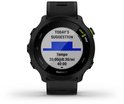 Zwart Garmin Forerunner 55 sporthorloge met 'TODAY'S SUGGESTION' en tempo-informatie op het scherm.