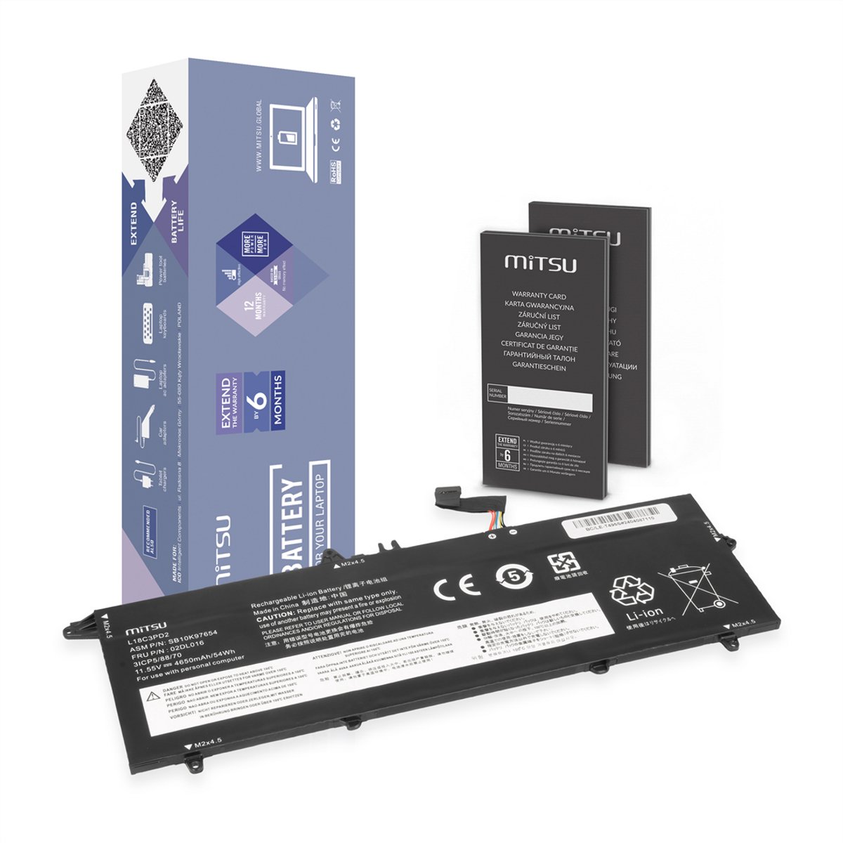 MITSU - Bateria voor Lenovo ThinkPad T490s/T495s/T14s - Hoge Capaciteit - Milieuvriendelijk - Betrouwbare Technologie