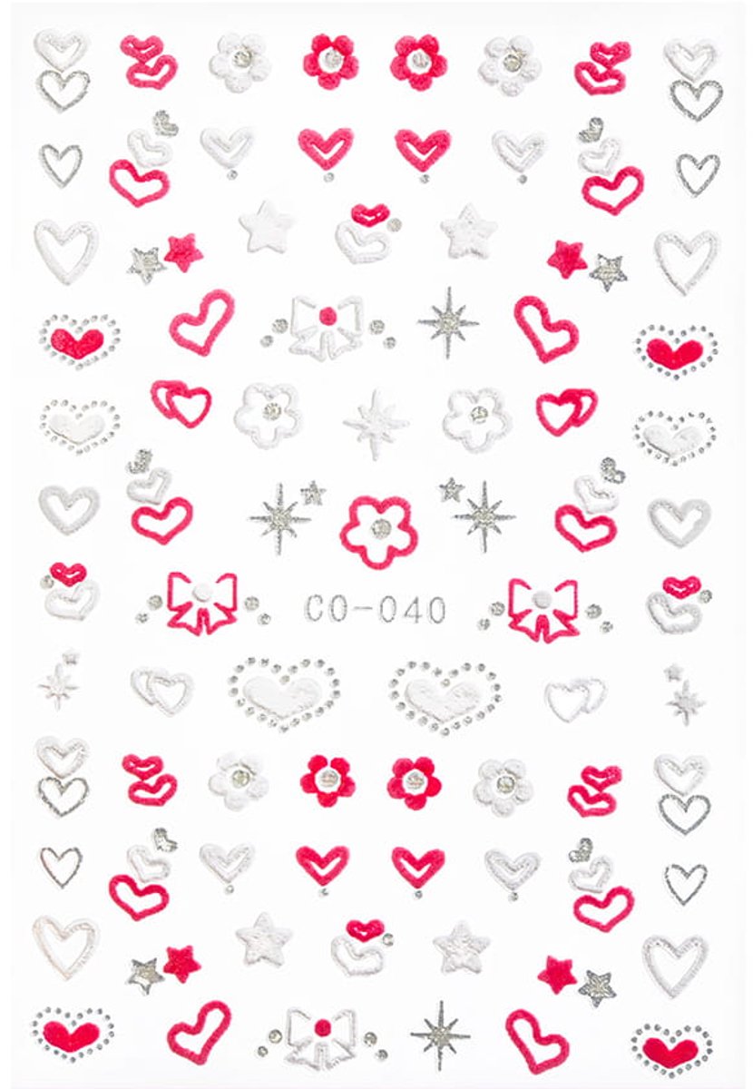 GNB-LAB - 3D Zelfklevende Nagelstickers - Valentijnsdag Harten - CO-040