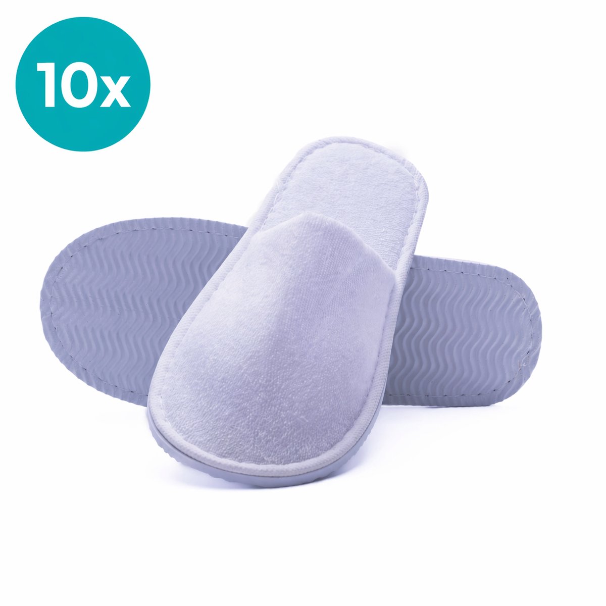 Nesto's® Hotel Slippers - Wegwerp Pantoffels - Gasten Sloffen - Sauna - Wellness - Spa - Badstof - Gesloten Neus - Maat M (36-42) - 10 Paar - Wit