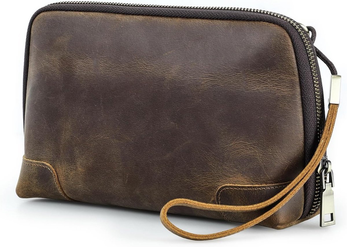 Leren Kabel Organizer voor Elektronica, Technische Organizer Tas voor Reizen en Accessoires (Koffiebruin)