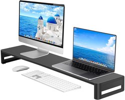 Dual Monitor Stand van Metaal voor 2 Monitoren tot 32 Inch - Verstelbare PC/Laptop Schermhouder in Zwart, Ruimtebesparend en Ergonomisch Ontwerp