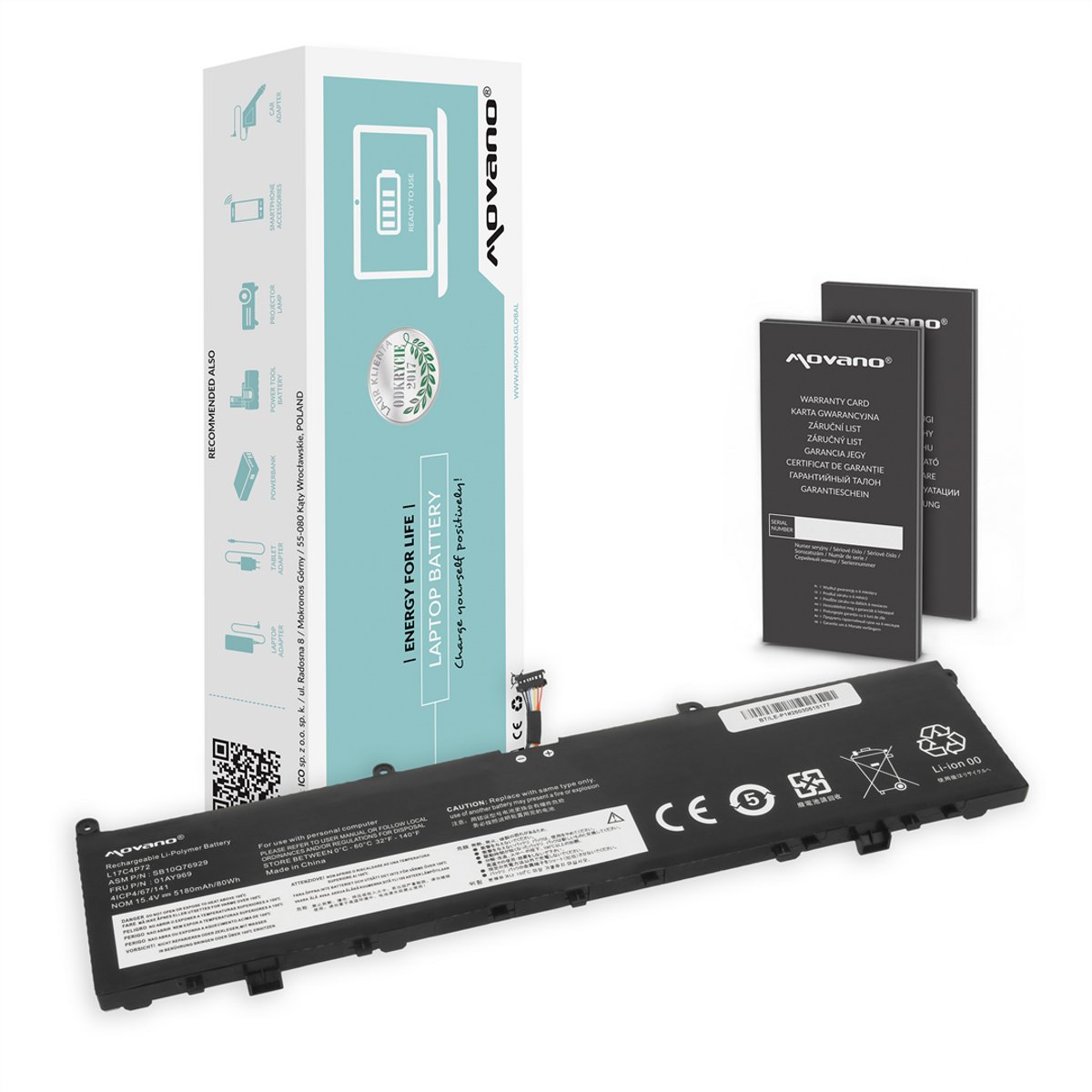 Movano - ThinkPad X1 G1 G2 / P1 G1 G2 - Batterij - Li-Ion