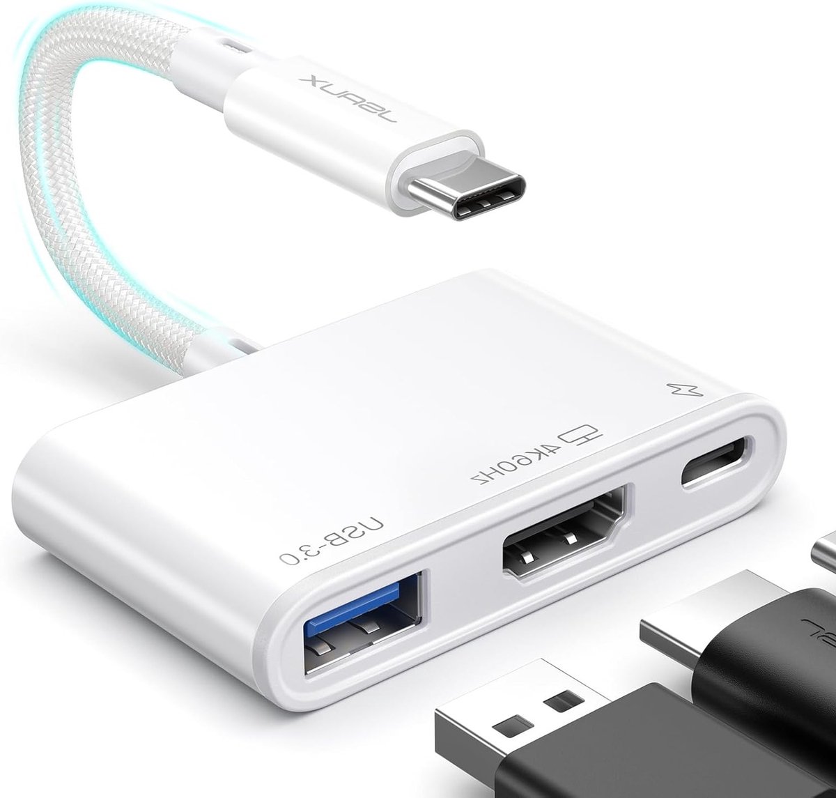USB C naar HDMI Adapter, Digitale AV Multiport Hub met 4K@60Hz, USB A 3.0 en 100W PD, Geschikt voor iPhone, Samsung, MacBook en meer