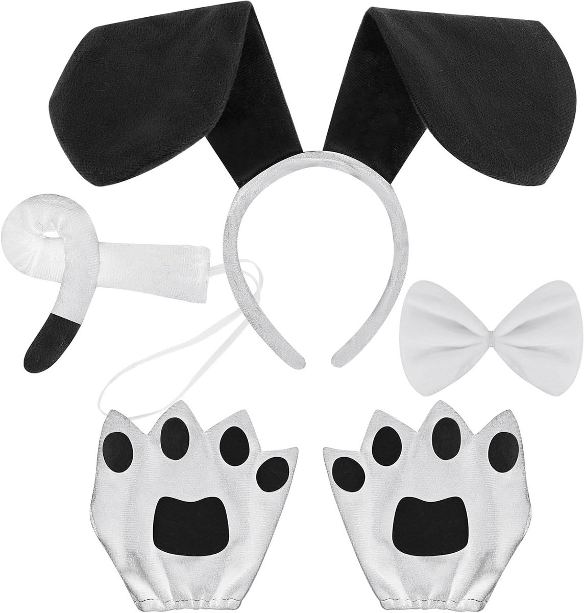 Kostuumaccessoires voor Honden en Kinderen - Oren, Staart, Neus en Strik voor Halloween Feestjes