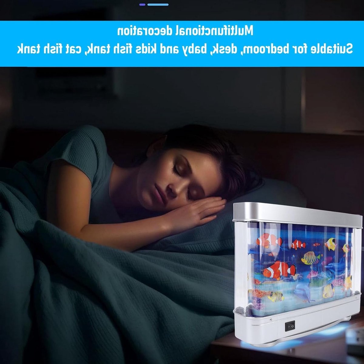 Realistisch Kunstmatig Aquarium met Beweeglijke Vissen - USB LED Nachtlamp voor Kinderen en Baby's, Sensory Speelgoed voor Bureau en Slaapkamer — cadeau in Wonen & Interieur - foto 7