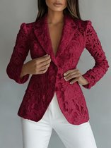 Bordeauxrood Elegante Semi-Transparante Blazer Dames XL – Lichtgewicht Lente & Zomer Blazer met Voering