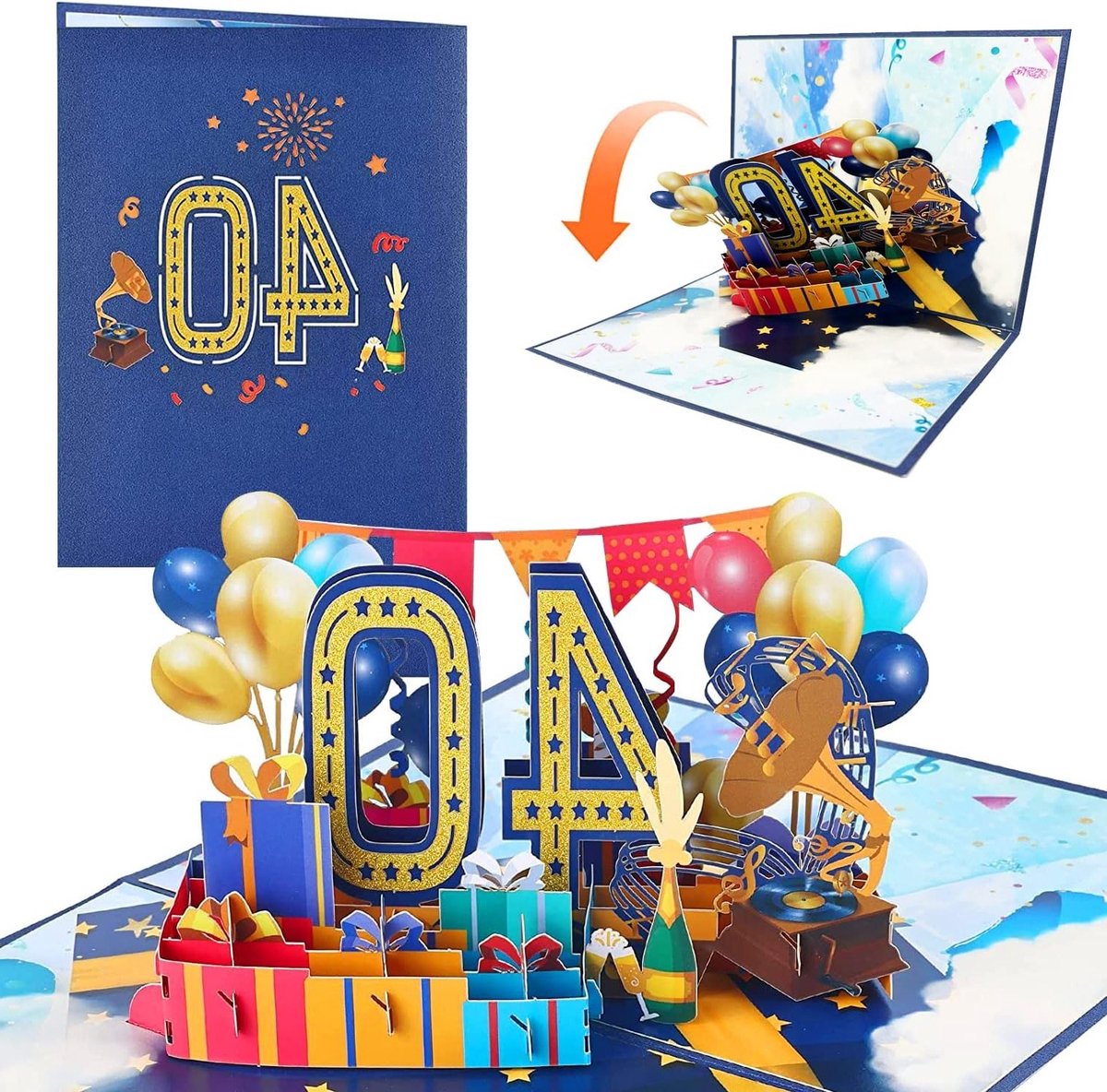 Romantische 3D Verjaardagskaart voor 40e Verjaardag met Envelop - Perfect Cadeau voor Vrouw, Man en Vrienden