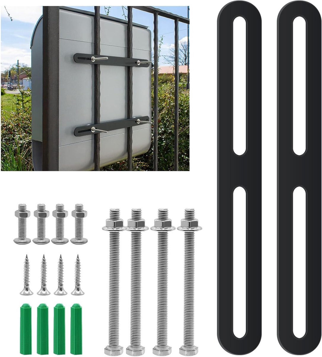 Dubbele Stang Bevestiging voor Brievenbus met RVS Connectoren - 2 Stuks voor Stevige Bevestiging aan Omheining en Brievenbushouder