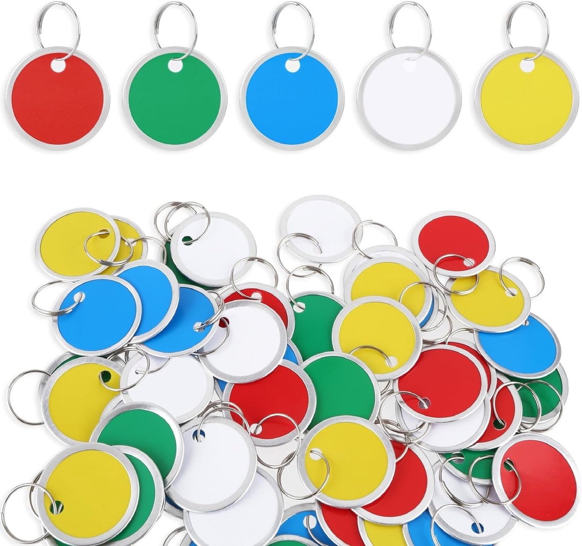 50 Stuks Sleutellabels 1,22 Inch Lege Papieren Sleutelringen met Metalen Ringen voor Sleutels, Rugzakken en Bagage, Ideaal voor DIY Projecten