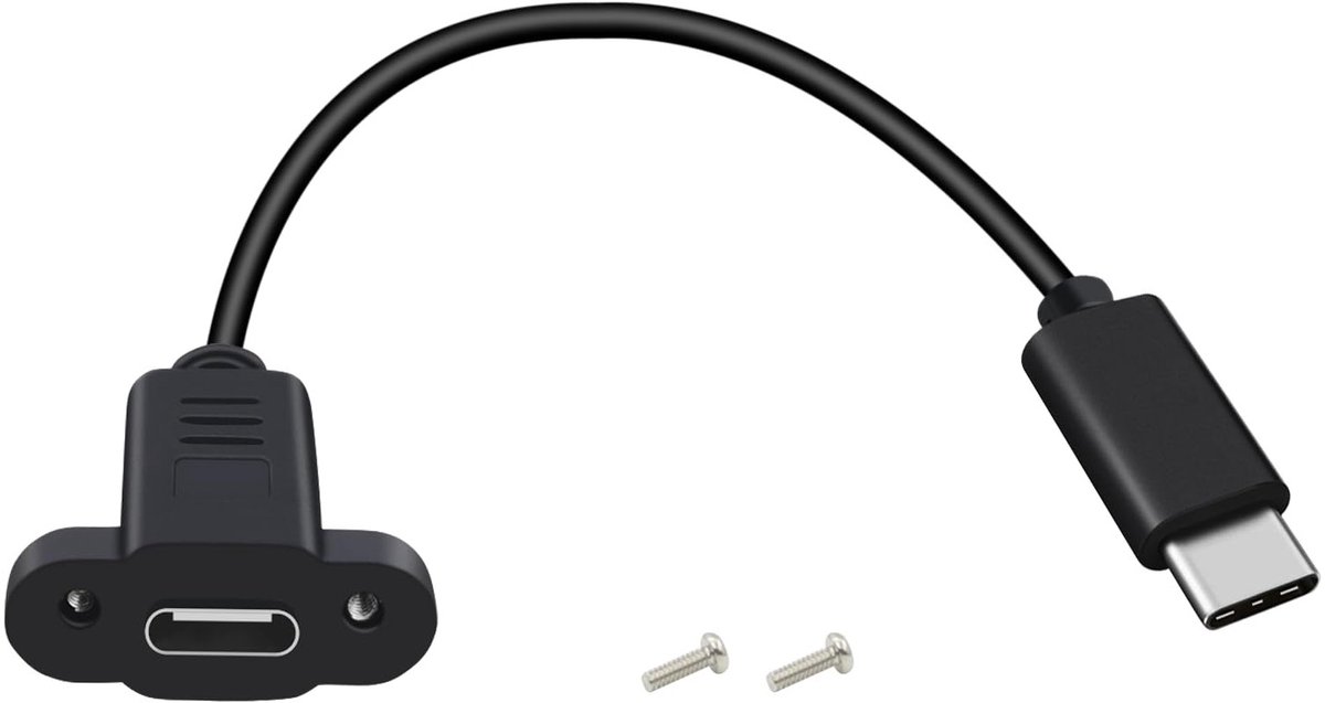 USB Type C 3.0 Paneelmontage Kabel - 3.2 Extensie Kabel voor Laptop, Tablet en Mobiele Telefoon (Zwart, 0.3m) - Snelle Gegevensoverdracht en Oplaadfunctie