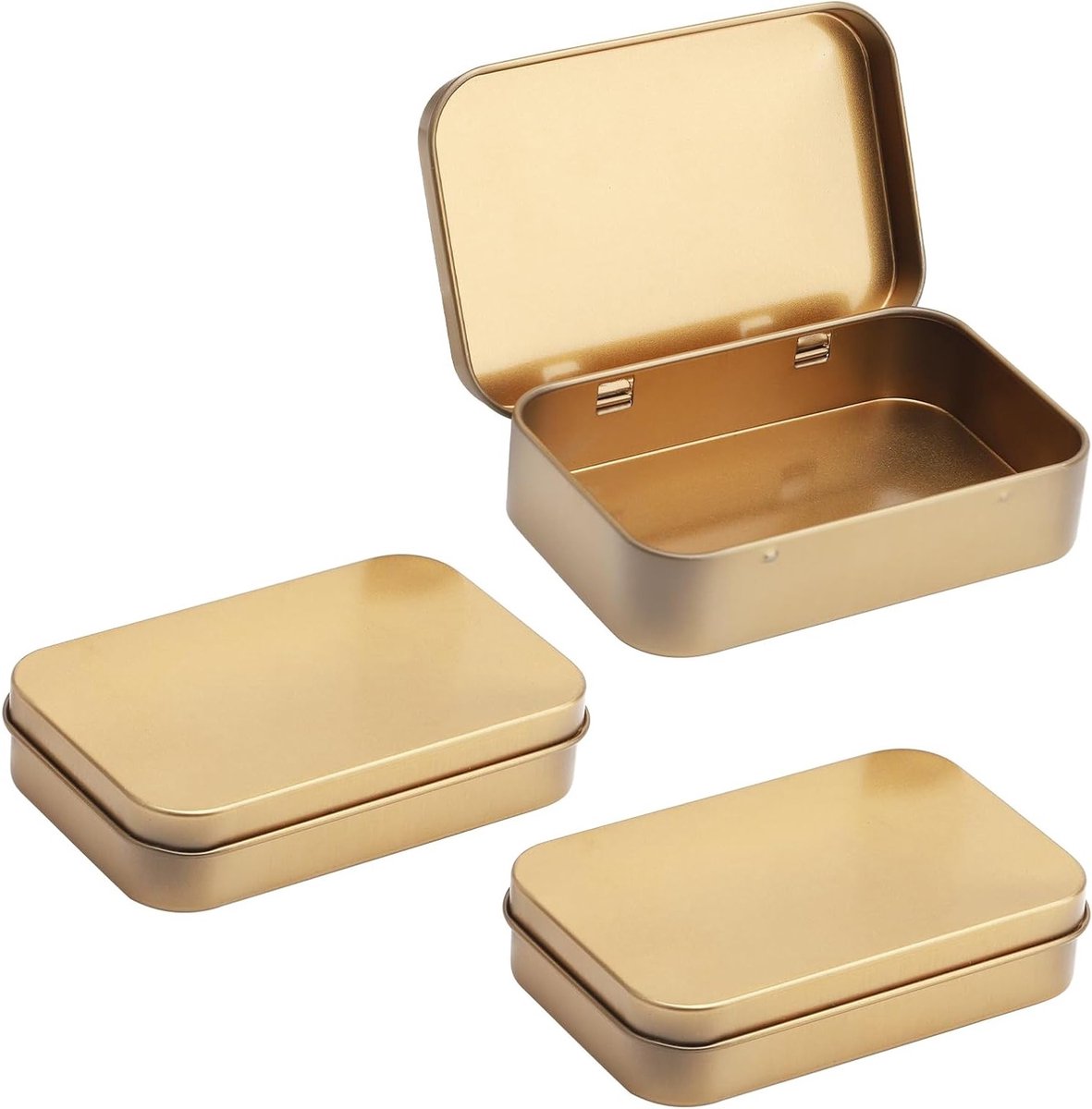 Roze Gouden Metaal Dozen Set van 3, Kleine Opbergdozen met Deksel, Waterdichte Blikjes voor Snoep, Munten en Sieraden (9.5 x 6 x 2.2)
