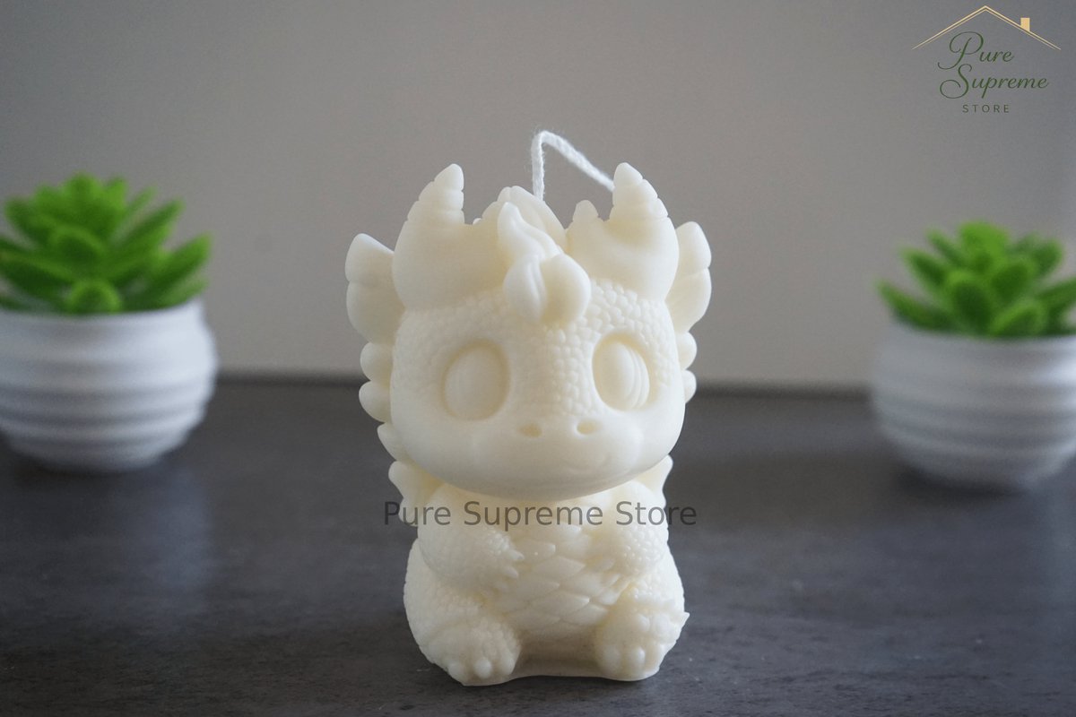 Pure Supreme Store Decoratie kaars Dinosaurus | Handgemaakt Wit