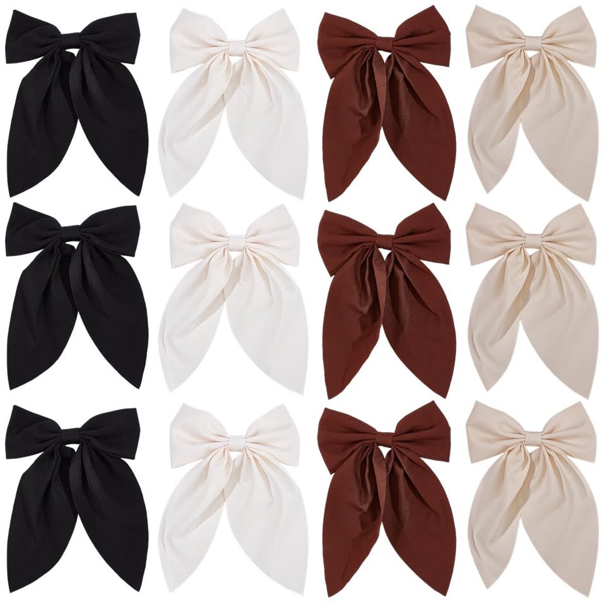 SPHProducts - Haarstrikken - Haaraccessoires - Vintage Satijn - Krokodilclips - 12 Stuks - Effen Kleuren - Geschikt voor Kinderen