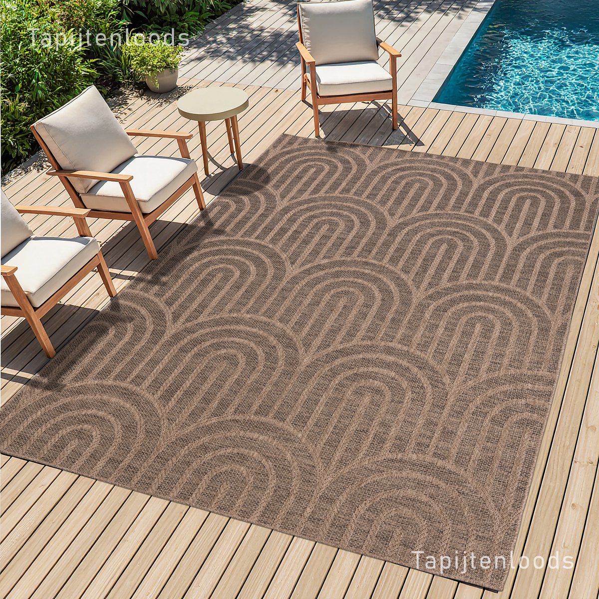 Muratap Sahara Japandi Buitenkleed Jute-Look Weerbestendig Vloerkleed Beige