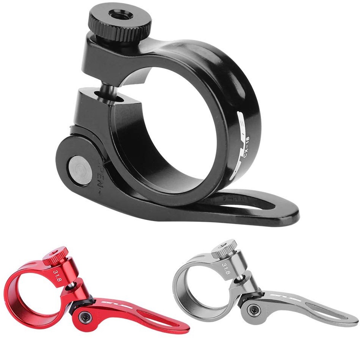 27.2 Carbon Post Clamp, CX 18 ycle Post Clamp Aluminum Alloy Quick Release Road Bike Post Clamp Replacement for 31.8mm Tube Clip 3 Colors (Black)