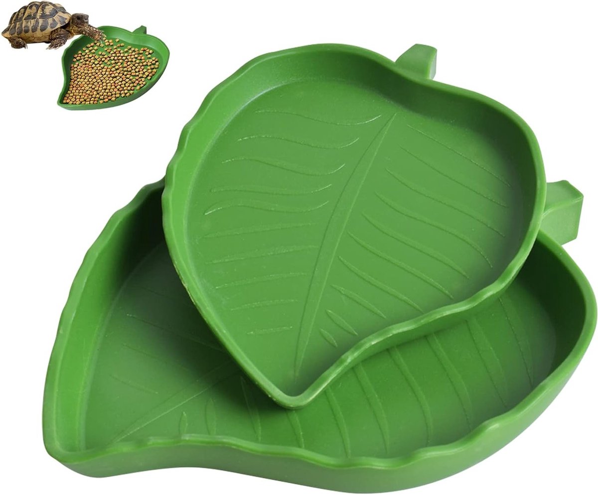 Reptielen voer- en waterkom 2-pack - Bladvorm - Hoge kwaliteit - Ideaal voor schildpadden en hagedissen - ShopVlot