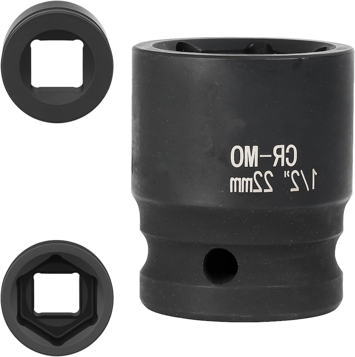 Kratersleutel 22 mm 1/2 inch 6-zijdig, impactdop van chroom-molybdeenstaal voor zware klussen en duurzaamheid