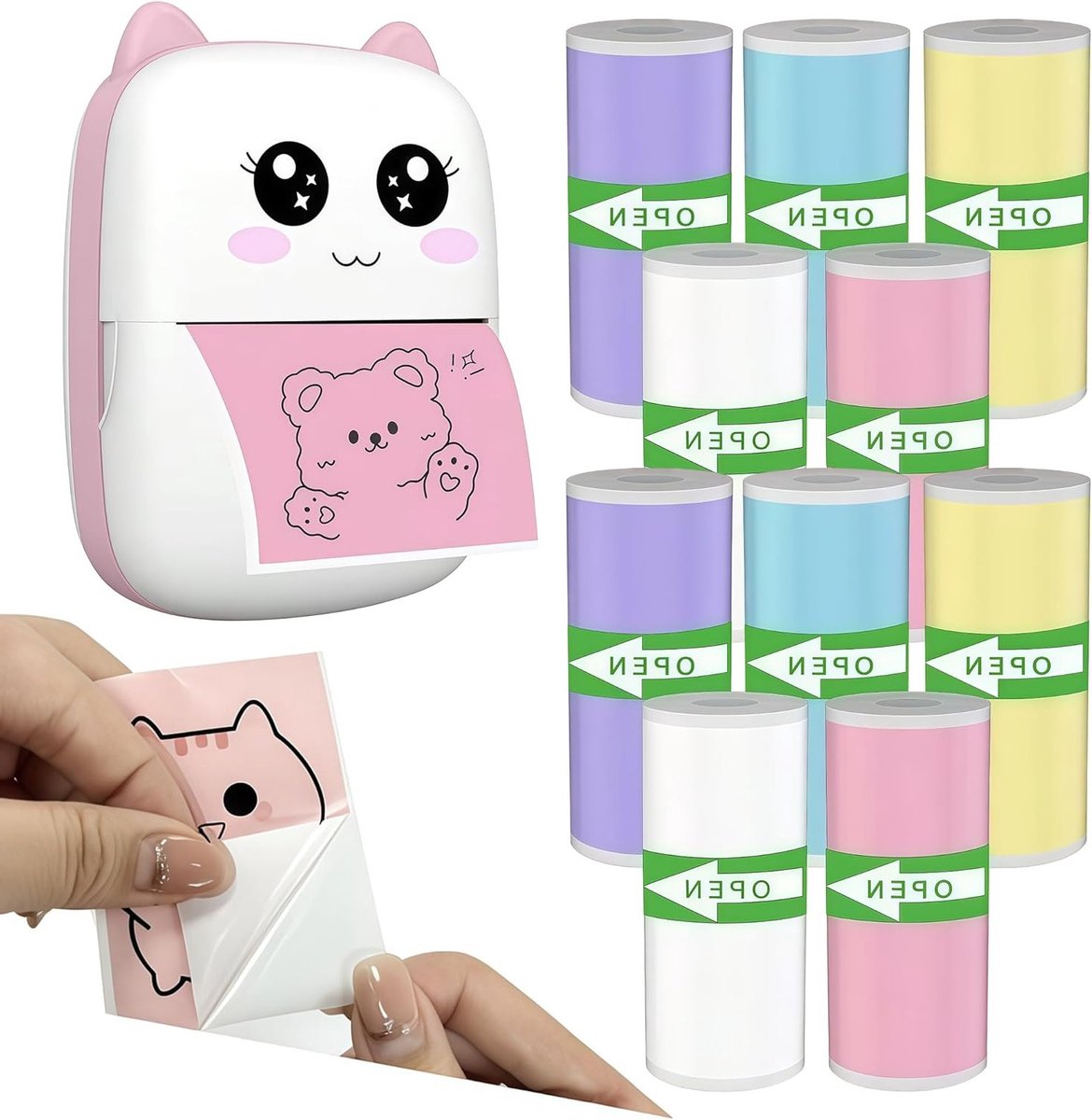 10 rollen zelfklevend thermisch papier 57 x 25 mm voor kindercamera's en mini-printers, ideaal voor instant foto's en creatief knutselen