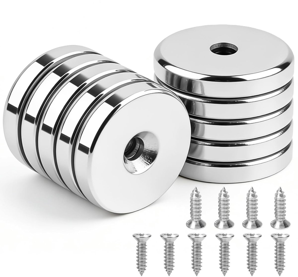 10 stuks extra sterke neodymium magneten met gat, potmagneten voor schroeven, 36 kg kracht, ideaal voor keuken, kantoor en werkplaats, veelzijdig gebruik en sterke bevestiging
