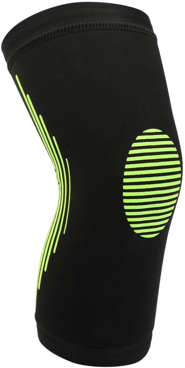 Ademende kniebeschermer met antislip, ideaal voor hardlopen en voetbal, maat M, zwart en neongroen