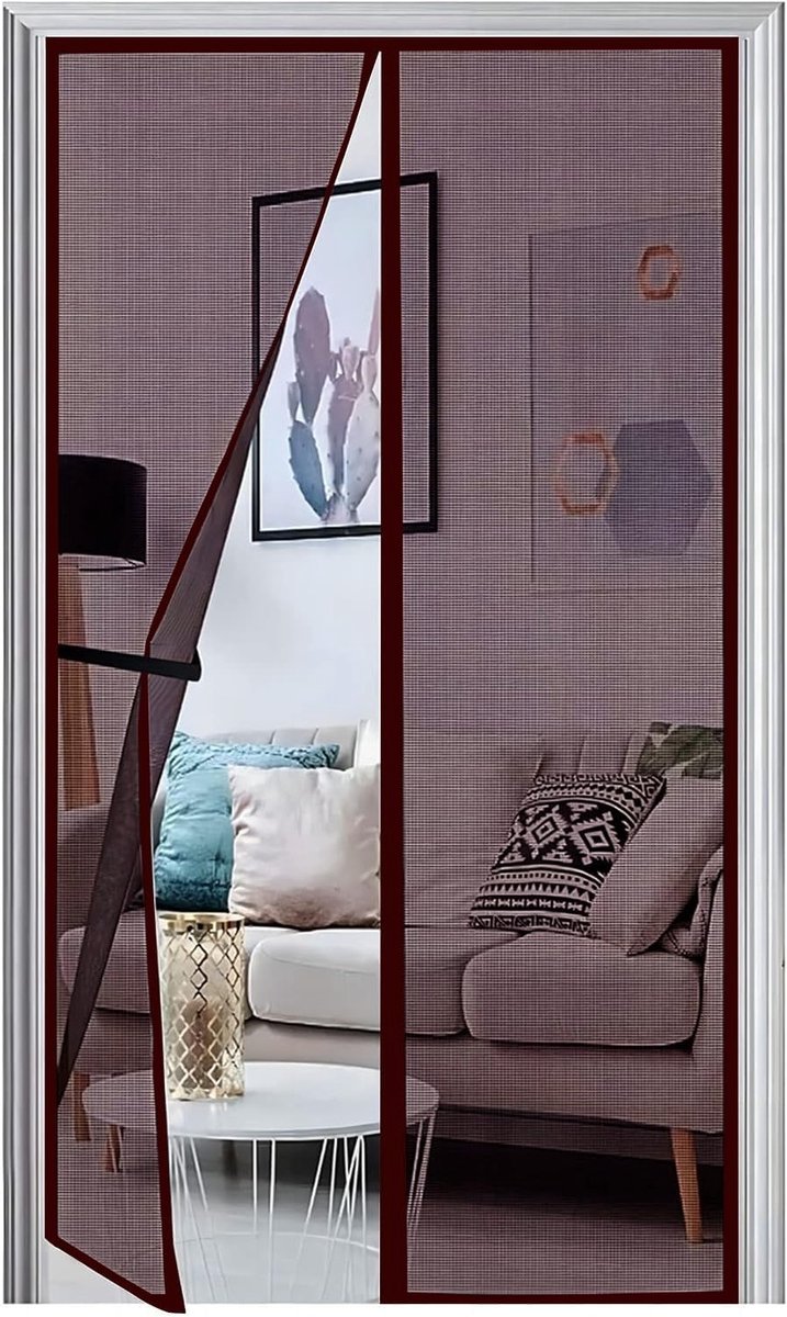 Gitter Balkon Deur Magnet 60 x 195 cm, Versterkte Vliegenraam Zonder Boren, Insectenbescherming voor Deuren en Terrassen, Muggennet voor Balkon en Patio