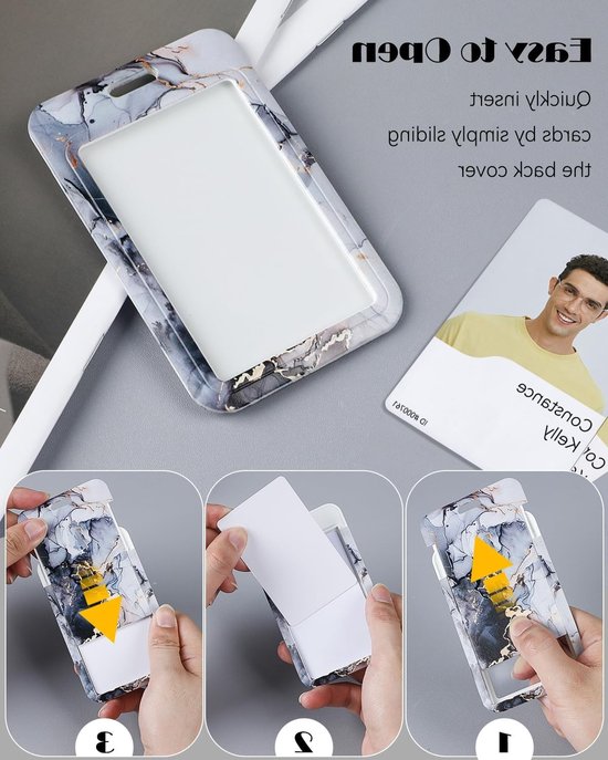 Marmerpatroon Zakkenhouder met Retractable Badge Reel en Afneembare Lanyard voor Kantoor en Onderwijs — afbeelding 2