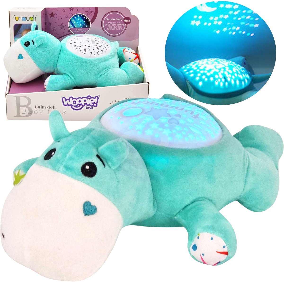 Woopie Babyknuffel 2-in-1 Projector Sleeper Nijlpaard - UNI
