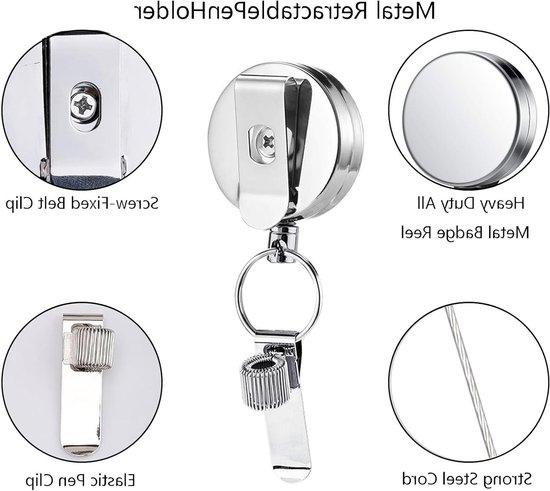 Retractable Pen Holder met Badge Reel en Verstelbare Spring Ring - Perfect voor Zorgprofessionals en Werknemers van Merkloos — afbeelding 2