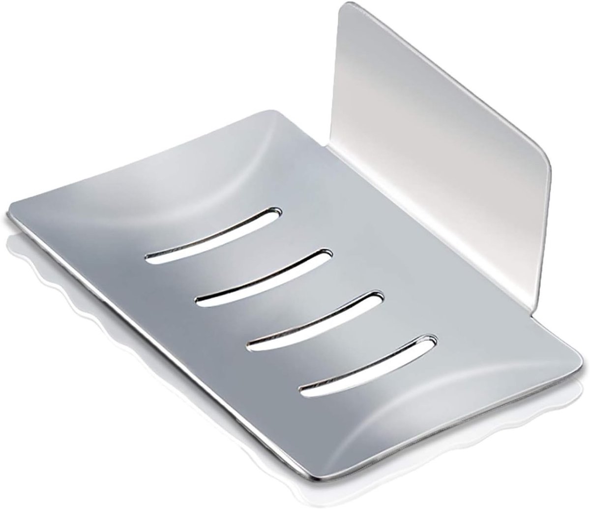 Muurbevestigde zelfklevende zeepdispenser van roestvrij staal, zonder boren, voor badkamer en keuken, ideaal voor zeep, spons en borstelopslag