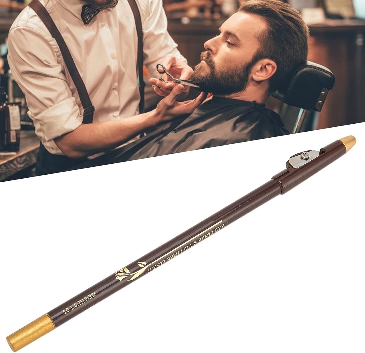 Beard Pencil Filler voor Mannen, Scherp Potlood voor Baardstyling en Vormgeving, Perfect voor Precisie en Edging (Donkerbruin)