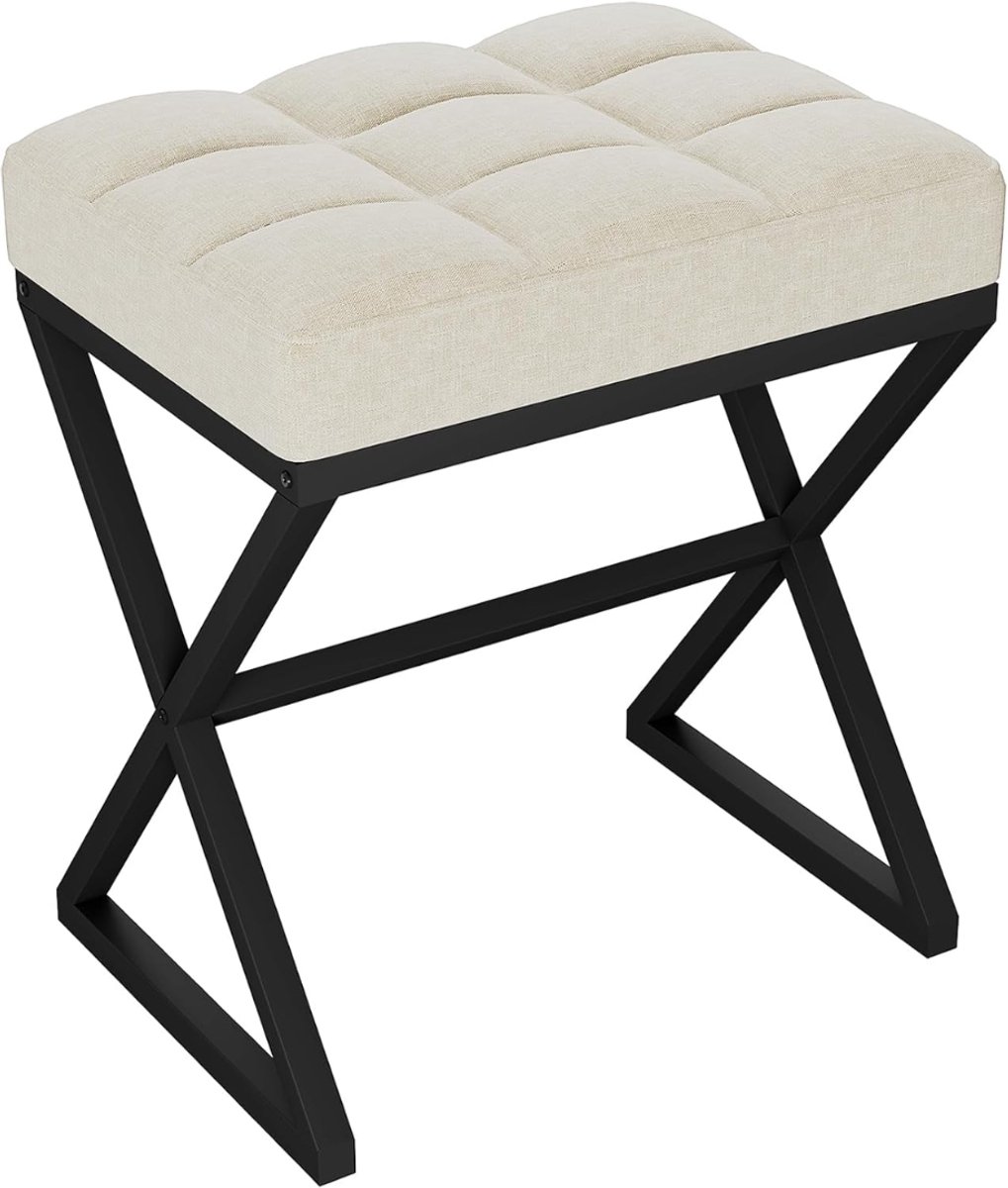 RUX® Voetenbankje of poef - Voetenbankje - Poef - Hockers en poefen - Beige - 40cm x 30cm x 43cm