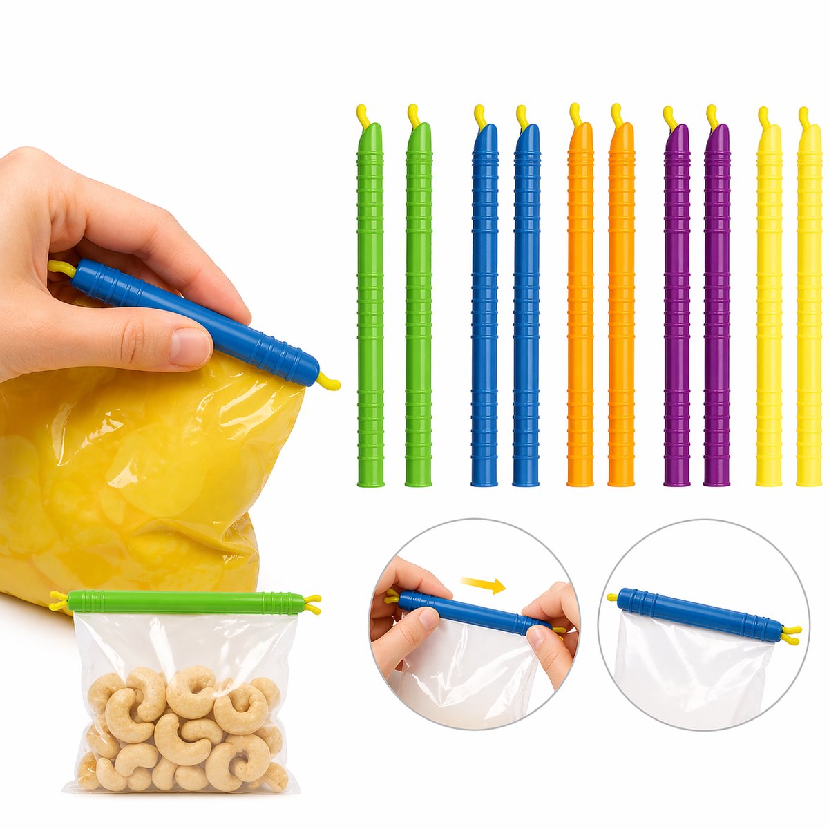 BOTC Vershoudclips - Zaksluiters - 10 stuks - Herbruikbare Luchtdichte Sluitclips – voor Snacks, Chips, Koffie & Diepvries