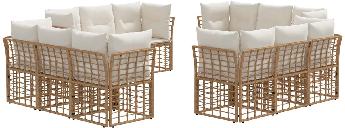 vidaXL - Buiten - bank - set - Naturel - Polyester